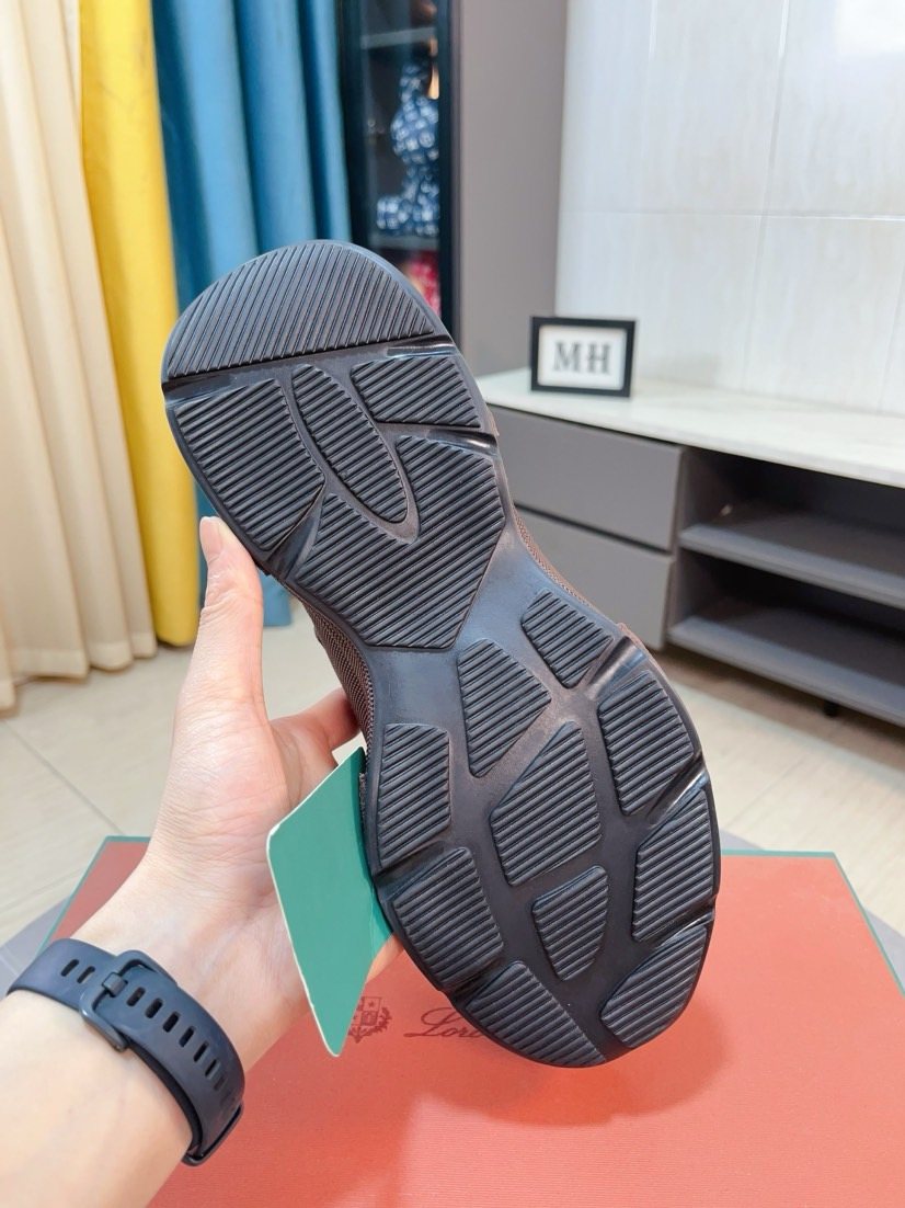 Loro Piana Mesh Lace-Up Sneakers - Suede-Look Texture