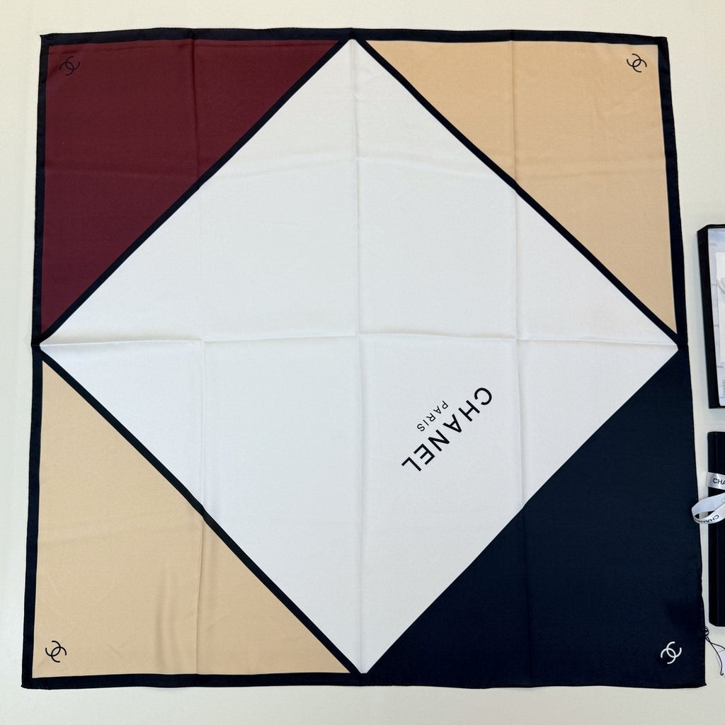 Chanel Blue Color-Block Square Scarf