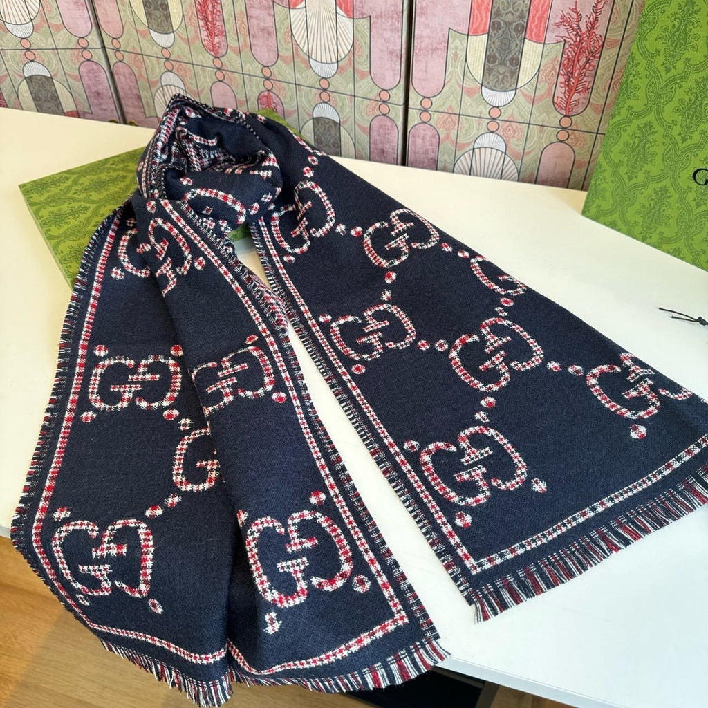 Gucci Fringed Monogram-Style Scarf