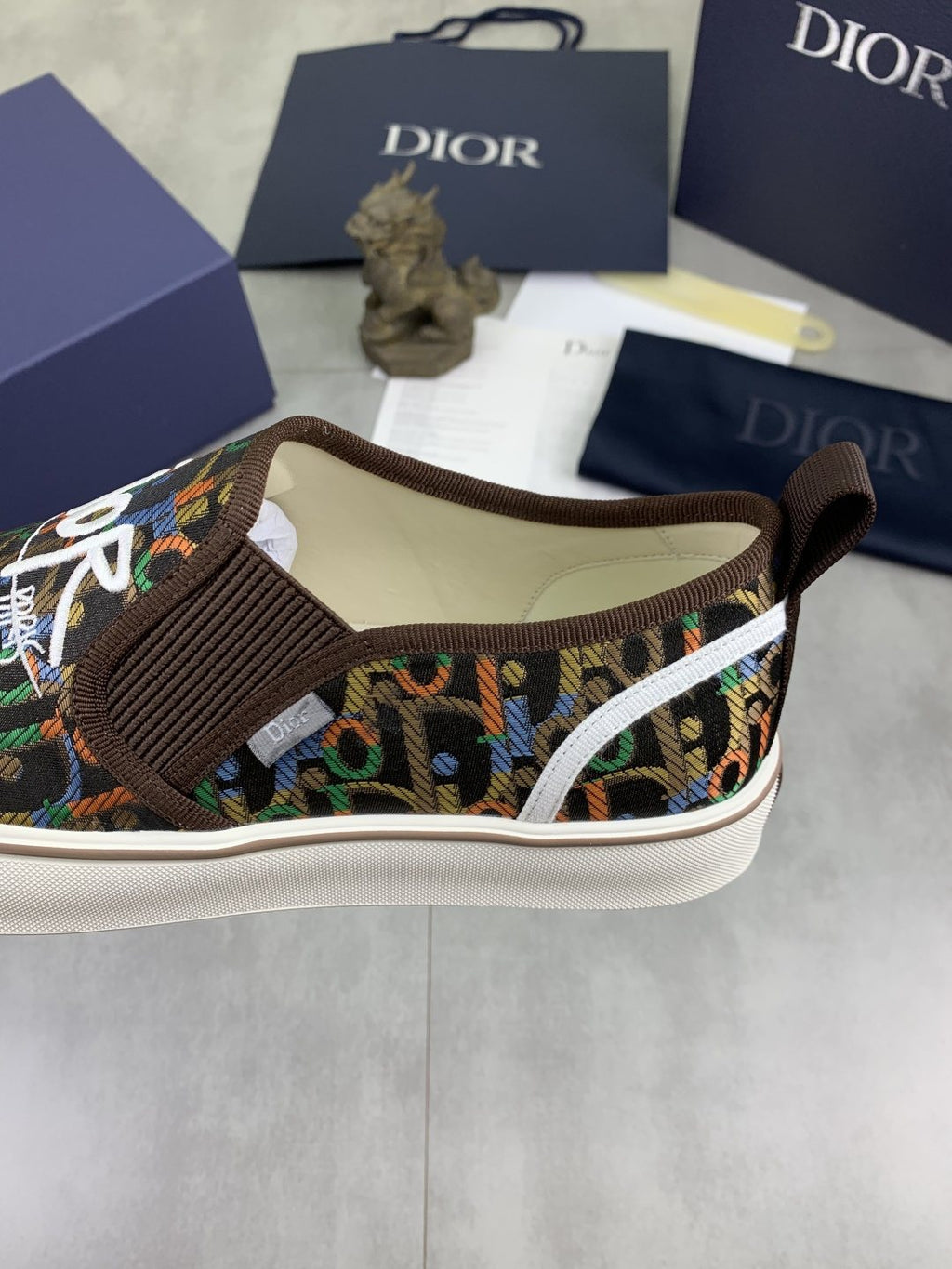 Dior Patterned Canvas Slip-On Sneakers