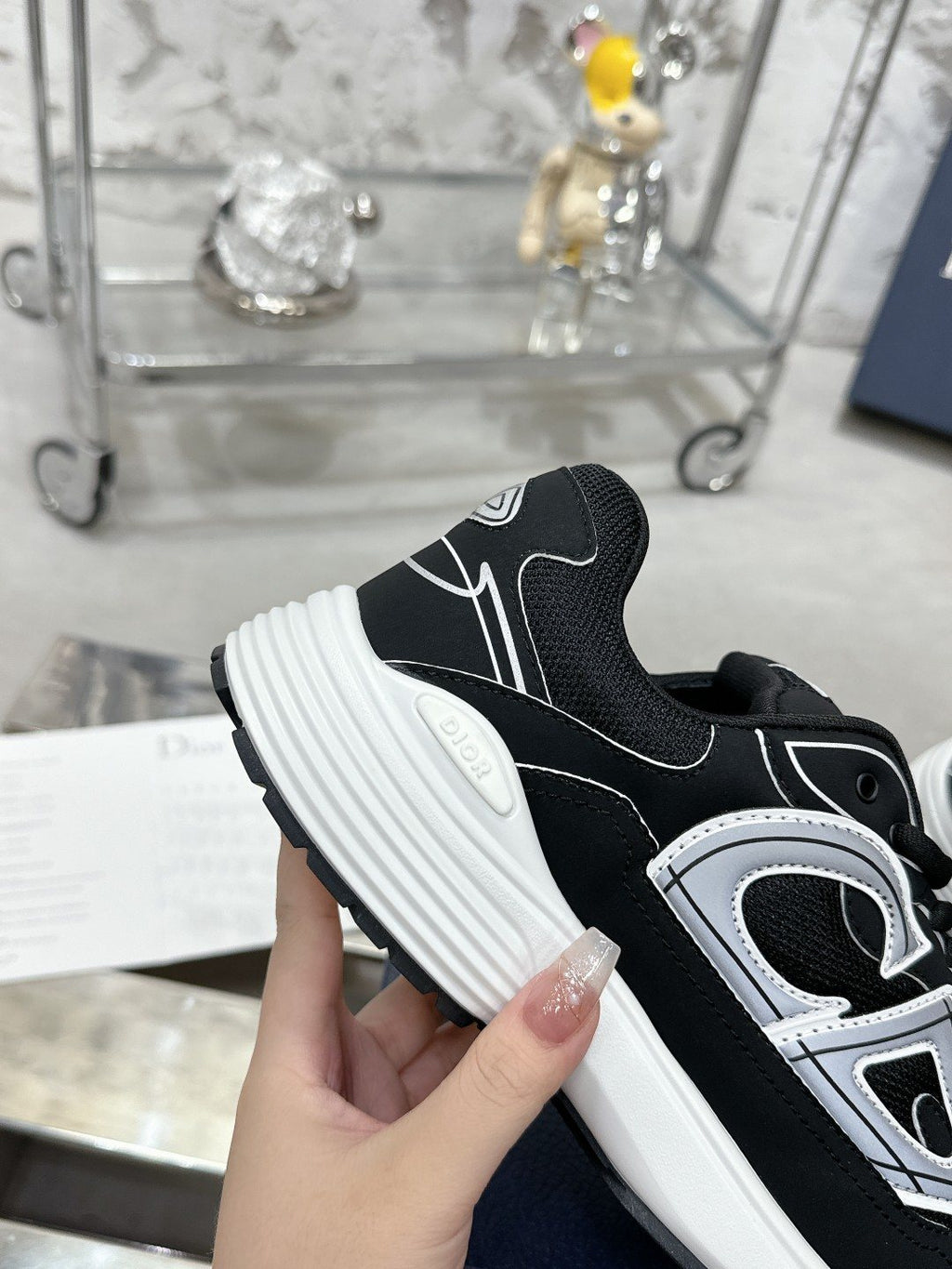 Dior Black, Gray and White Low-Top Sneakers
