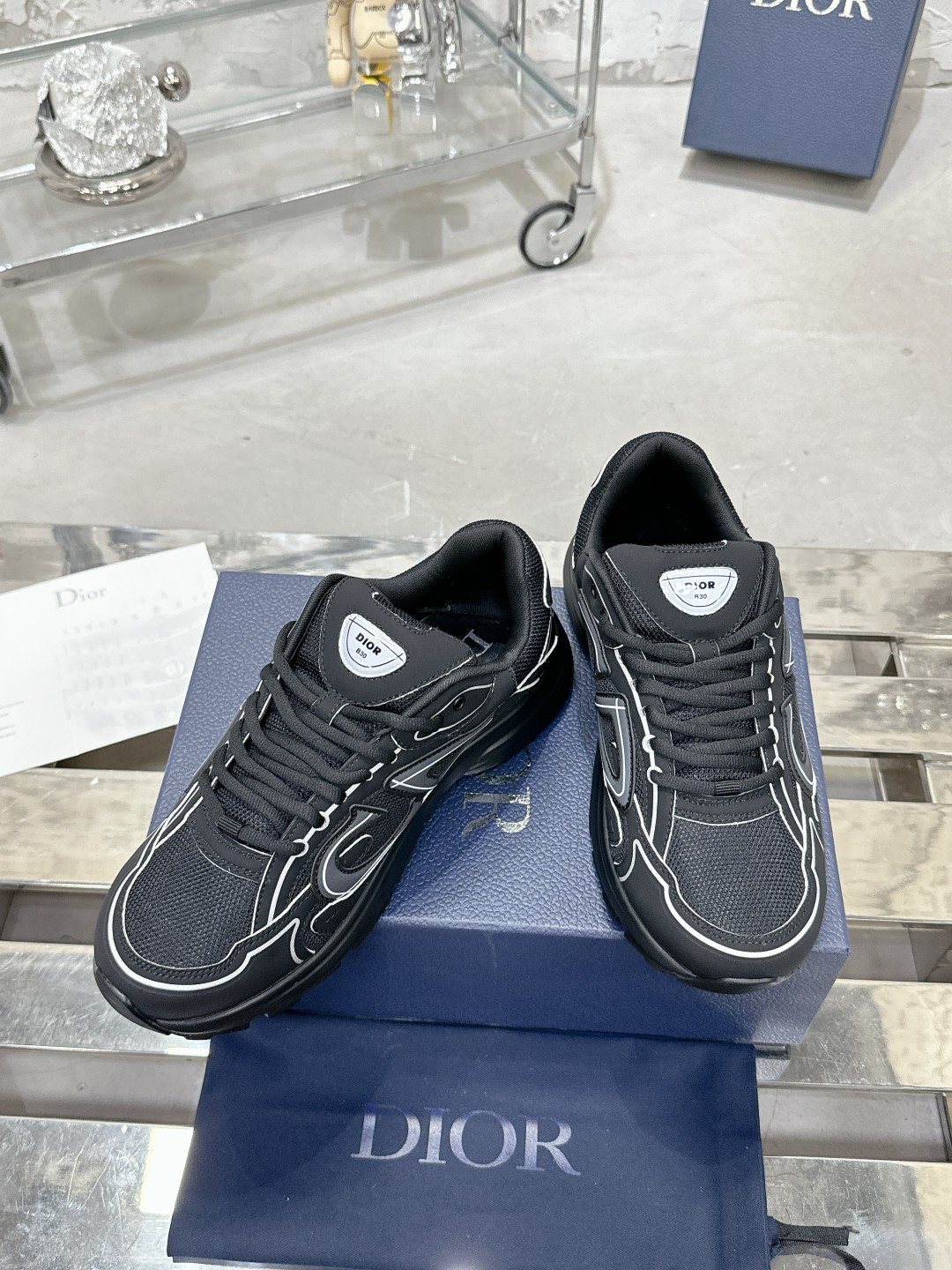 Dior Black, Gray and White Low-Top Sneakers