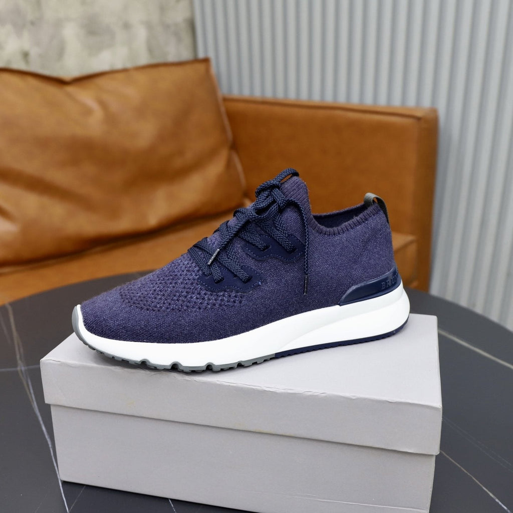 Brunello Cucinelli Dark Gray Knit Sneakers