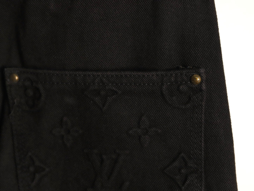 Louis Vuitton Monogram-Style Denim Cargo Trousers - Black