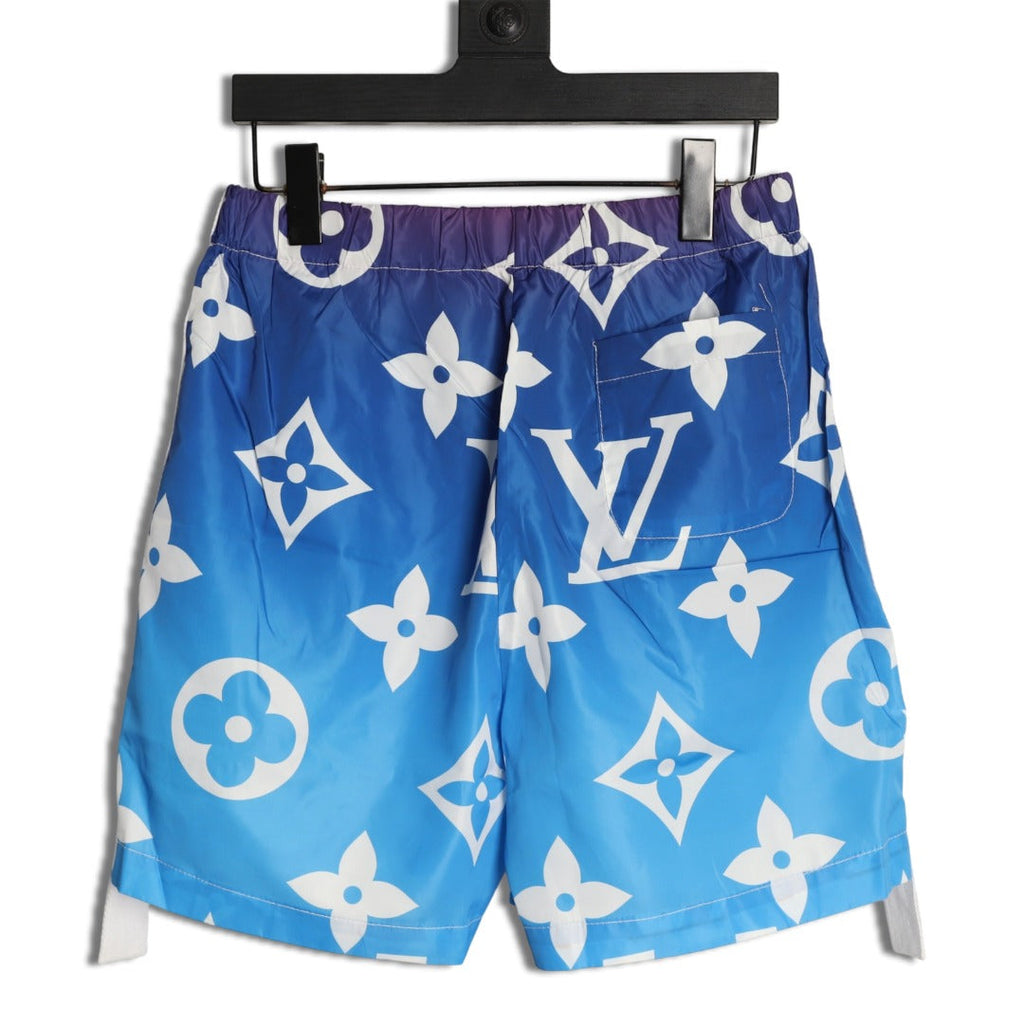 Louis Vuitton Monogram-Style Gradient Side-Tape Shorts - Blue