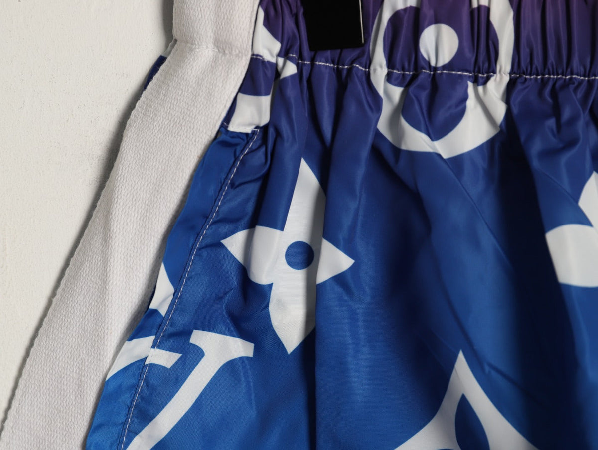 Louis Vuitton Monogram-Style Gradient Side-Tape Shorts - Blue