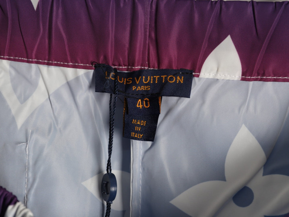 Louis Vuitton Monogram-Style Gradient Side-Tape Shorts - Blue