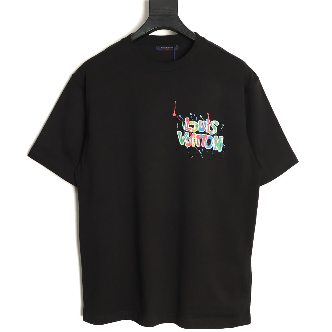 Louis Vuitton Graffiti-Style Chest-Lettering Short-Sleeve T-Shirt - Black